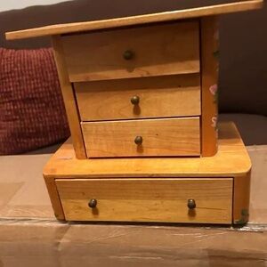 Wooden Jewelry Box with Drawers
